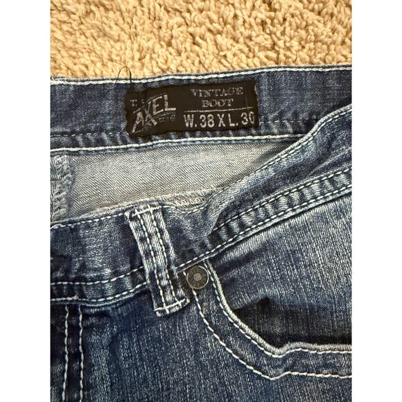 T.K. Axel Blue Jeans "Weston" Vintage Boot Light Distressed size 38X30 - Picture 2 of 9